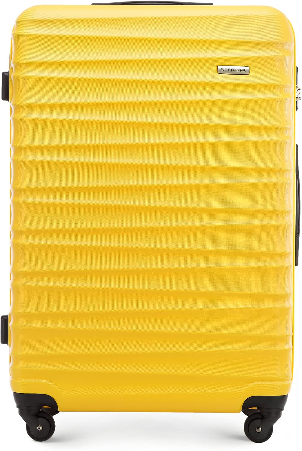 WITTCHEN Valise Grande Taille Valise de Voyage à roulettes Coque Rigide ABS 4 roulettes Spinner Serrure à Combinaison Poignée télescopique Groove Line Taille XL Jaune Air France/Easyjet/Ryanair