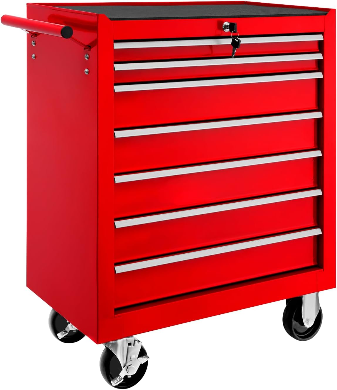 tectake® Chariot d'atelier Metallique Servante d'atelier Vide Trolley Professionnel 7 Tiroirs spacieux Verrouillables Chariot a Roulette pour Rangement Atelier Garage - Rouge