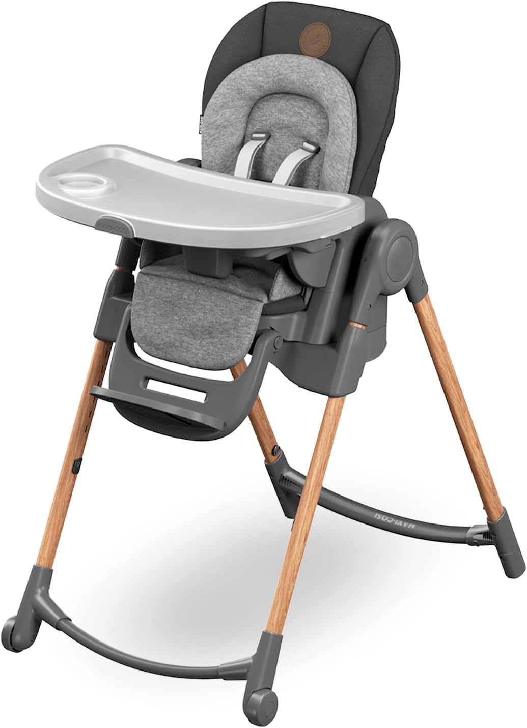 Maxi-Cosi Minla Chaise Haute Bébé Evolutive, 0 - 14 ans, 60 kg max, Chaise Haute Bébé, 9 Hauteurs Réglables, 5 Différentes Inclinaisons, 4 Positions de Plateau, Pliage compact, Essential Graphite