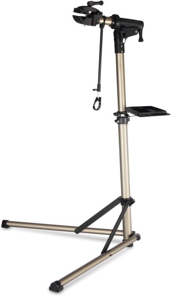 CXWXC Support de réparation de vélo, Pieds d’Atelier, en Aluminium, avec Plateau à Outils magnétique, Réglable, Léger, Portatif, pour Entretien et Réparation Bicyclette Champagne (Champagne)