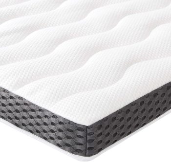Amazon Basics Surmatelas de Mousse à Mémoire de Forme confortable, Très Moelleux, 90 x 200 x 7 cm, Blanc