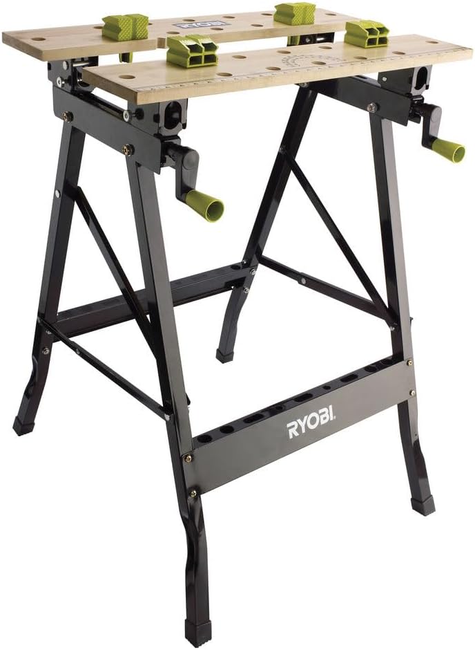 RYOBI Établi Pliable RWB02 Plateau Pivotant 0 à 80° Hauteur Réglable Métal