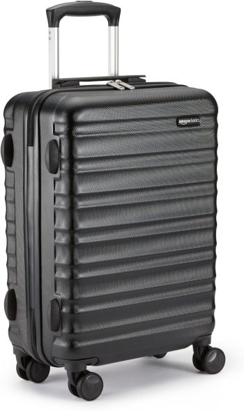 Amazon Basics Valise Cabine à Coque Rigide - Bagage à Main ABS Approuvé Ryanair - Résistante aux Rayures et Légère - 55 x 40 x 20cm - Noir