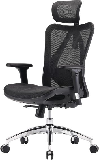 SIHOO M57 Chaise de Bureau Ergonomique en Maille, Support Lombaire, Noir